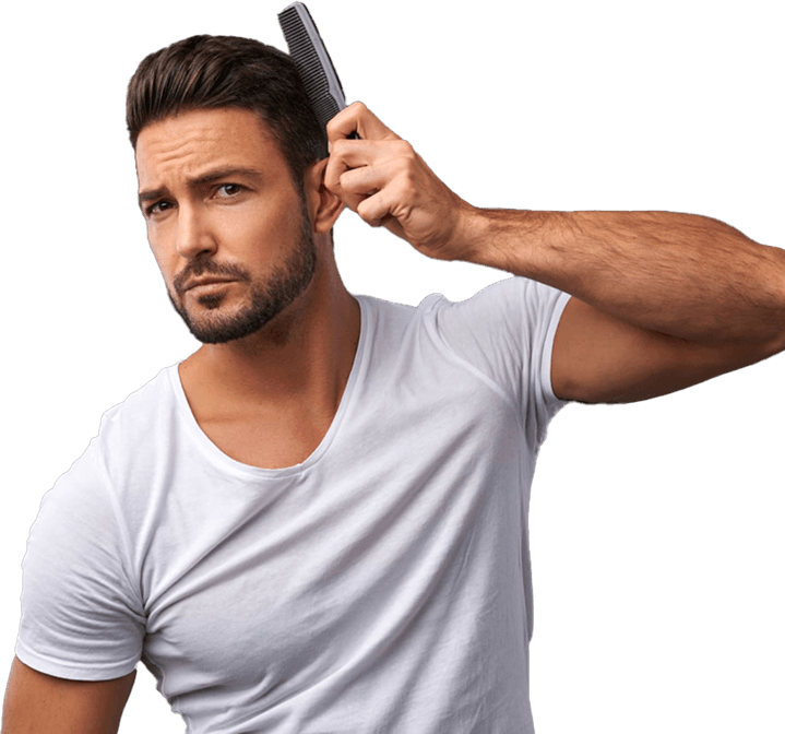 Man combing hair